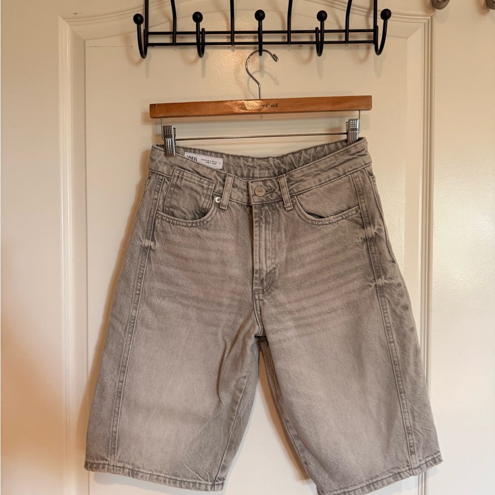 Zara Gray Jean Shorts Casual Style